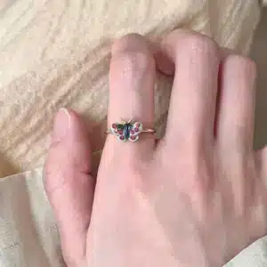 Bague femme fantaisie papillon bleu 1