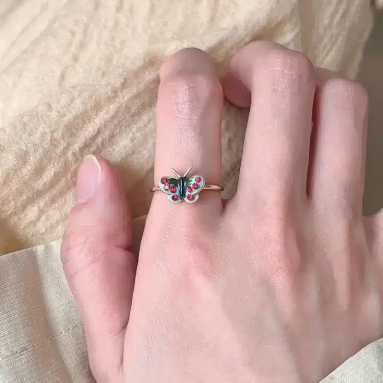 Bague femme fantaisie papillon bleu 1