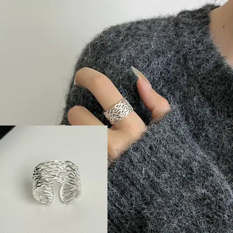 Bague femme argent vagues 1