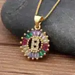 Collier femme initiale multicolore 2