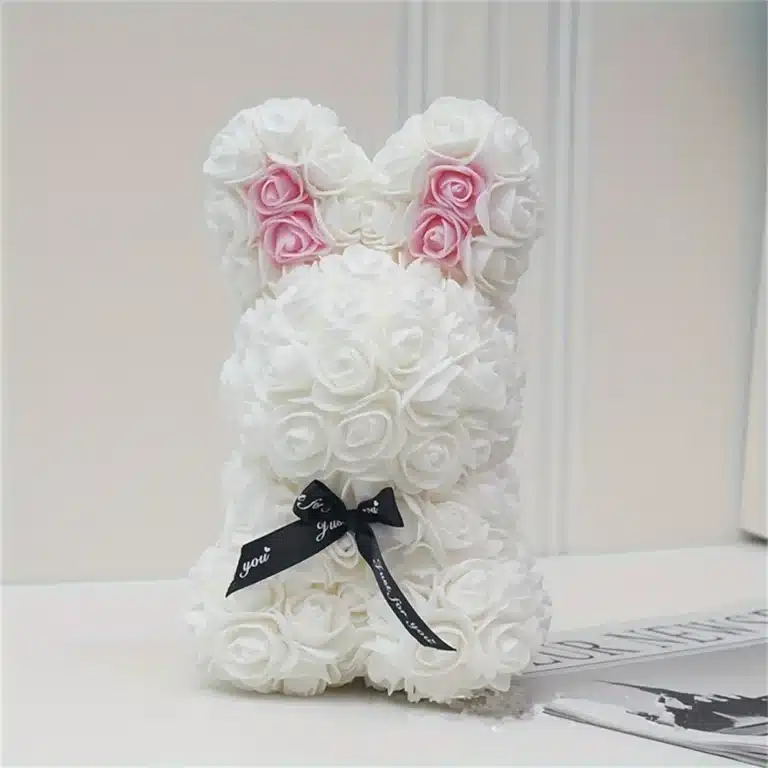 Lapin en roses éternelles Saint Valentin 2