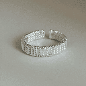 Bague femme maille tressée argent