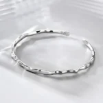 Bracelet femme jonc texturé argent 1