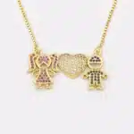 Collier femme couple strass rose et bleu 2