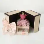 Coffret rose éternelle ourson avec collier coeur croix 1