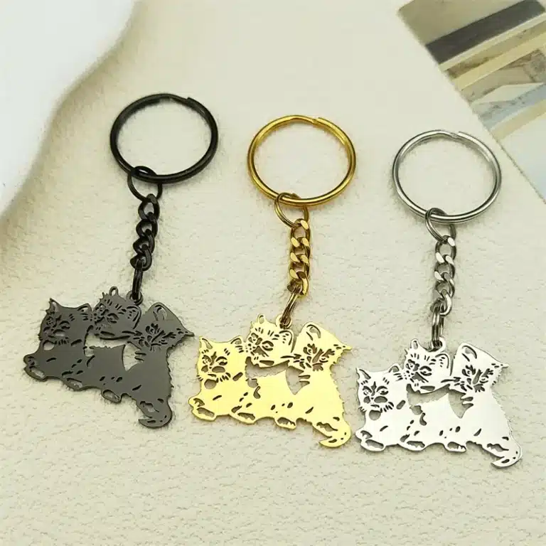 Porte-clés couple trio de chats 1