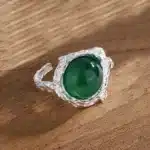 Bague femme corail argent pierre verte 1