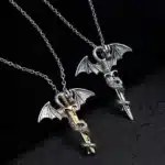 Collier couple vintage épée dragon 6