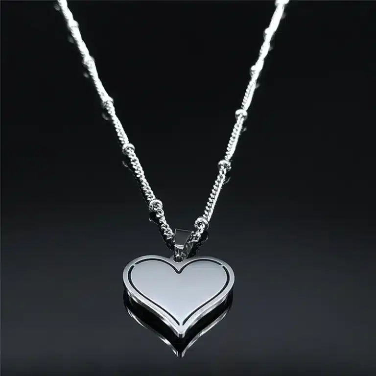 Collier couple femme coeur strass brillant 3
