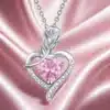 Collier femme cœur fleur argent pierre couleur 1