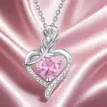 Collier femme cœur fleur argent pierre couleur 1