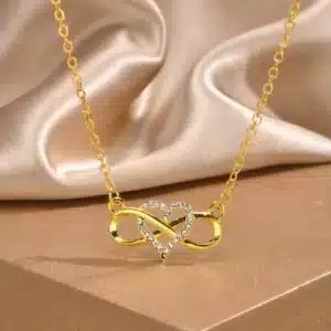 Collier femme coeur infini doré brillant 1