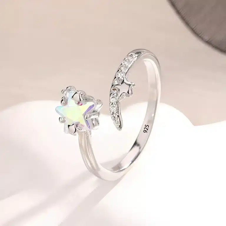 Bague de promesse femme étoile brillante 1