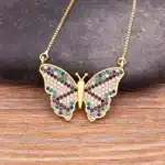 Collier femme papillon strass multicolore 1