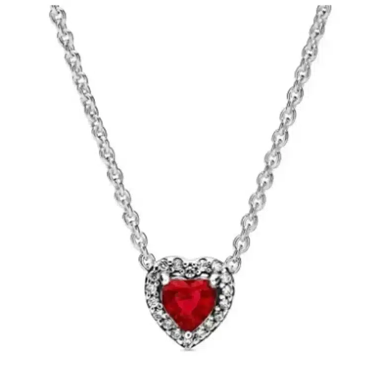 Collier femme solitaire coeur coloré brillant 4
