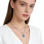 Collier femme larme bleue brillante 2