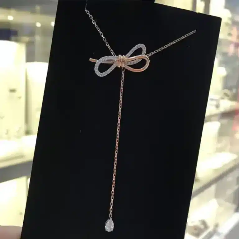 Collier femme noeud pendentif goutte 1