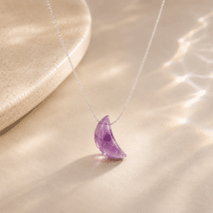 Collier femme améthyste lune