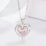 Collier femme coeur ajouré brillant strass 2