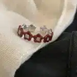 Bague femme fleurs émaillées bordeaux 1