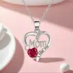 Boîte à bijoux rose éternelle collier coeur fête des mères 2
