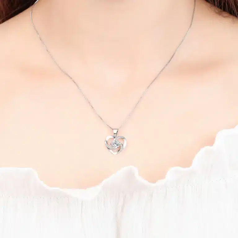 Collier femme coeur spirale brillante 5