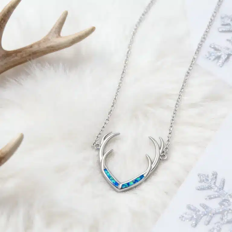 Collier femme bois de cerf opale 3
