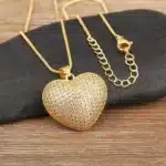 Collier femme coeur épais strass 3