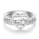 Bague de promesse femme gros coeur ajouré brillant 1