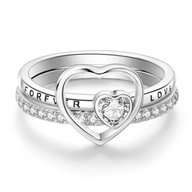 Bague de promesse femme gros coeur ajouré brillant 1