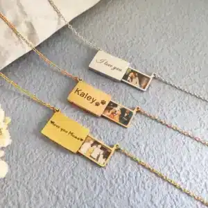 Collier femme personnalisé photo coulissant 1