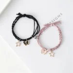 Bracelets couple aimantés papillons rose et noir 1