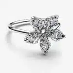 Bague femme fleur cristal argent 1