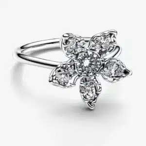Bague femme fleur cristal argent 1