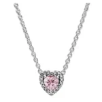 Collier femme solitaire coeur coloré brillant 3