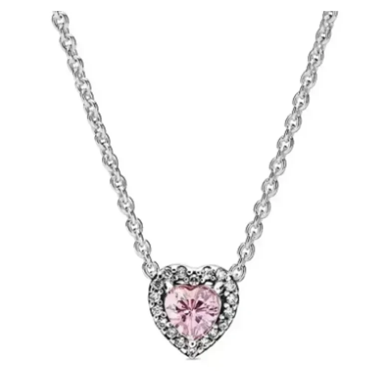 Collier femme solitaire coeur coloré brillant 3