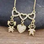 Collier couple fille garçon triple coeurs brillants 1