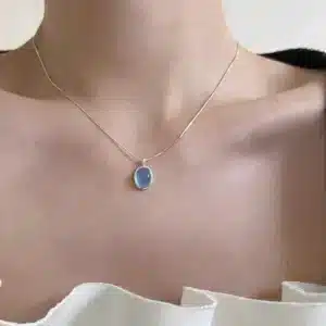 Collier femme pierre bleue argent 1