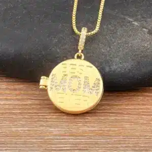 Collier femme cercle doré brillant maman 7