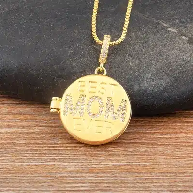Collier femme cercle doré brillant maman 7