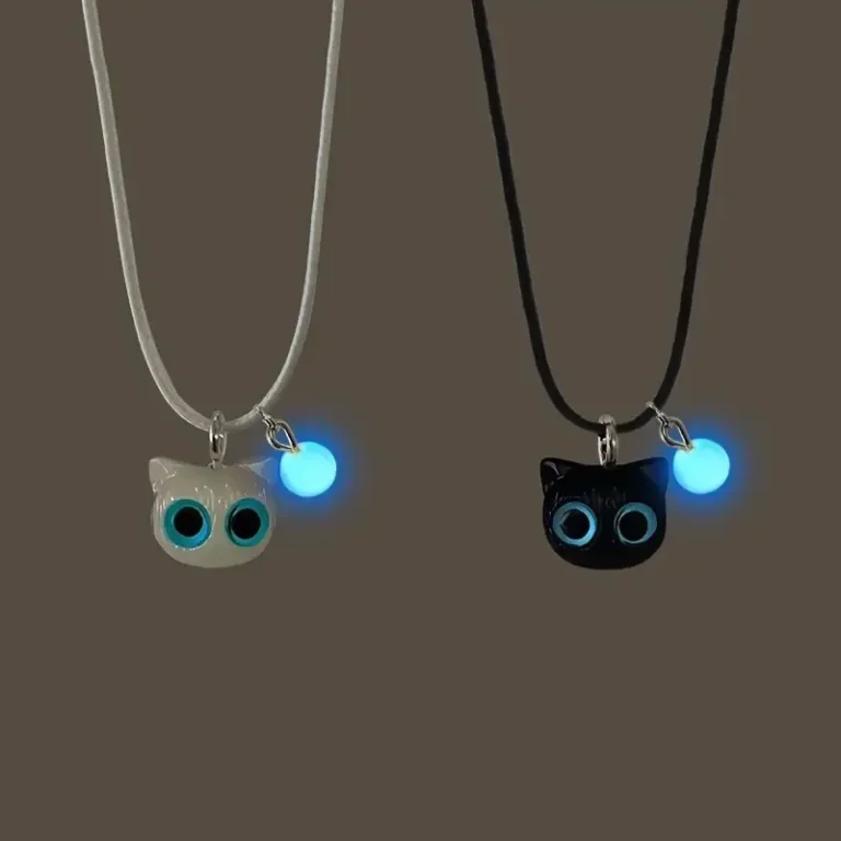 Collier bracelet couple chat lumineux 2