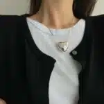 Collier femme gros coeur argent chaine fine 1
