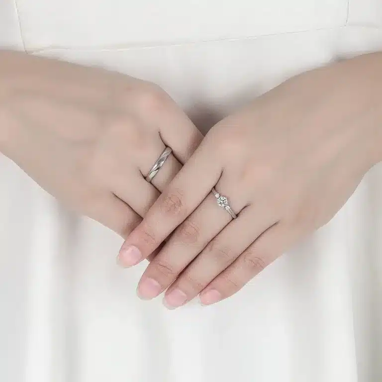 Bagues de couple fiançailles argent 3