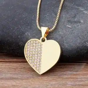 Collier femme coeur doré brillant divisé 1