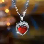 Collier femme cœur argent pierre couleur 3