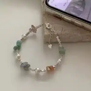 Bracelet chips pierres naturelles papillon 1