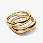 Bague femme double anneau doré entrelacé 1