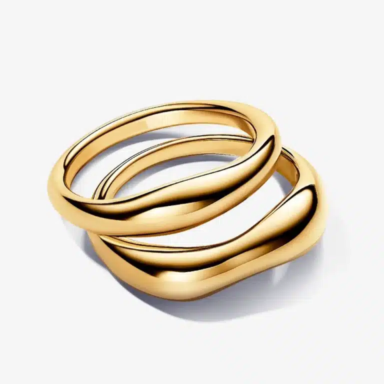 Bague femme double anneau doré entrelacé 1