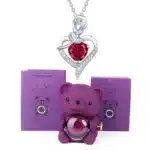 Coffret rose éternelle avec collier et ourson 4