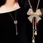 Collier long femme noeud brillant 1
